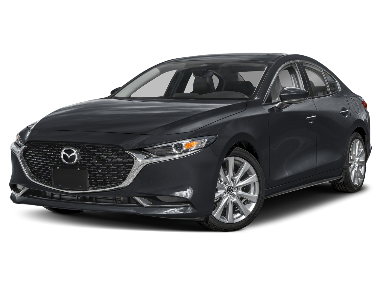 2026 Mazda Mazda3 Sedan 2.5 S Preferred in Jet Black Mica — front three-quarter view