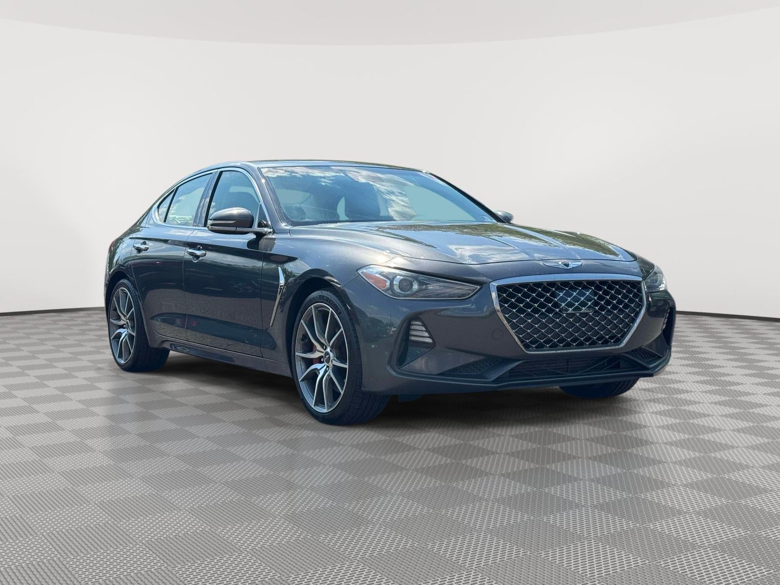 2019 Genesis G70 2.0T Sport in Himalayan Gray — front three-quarter view