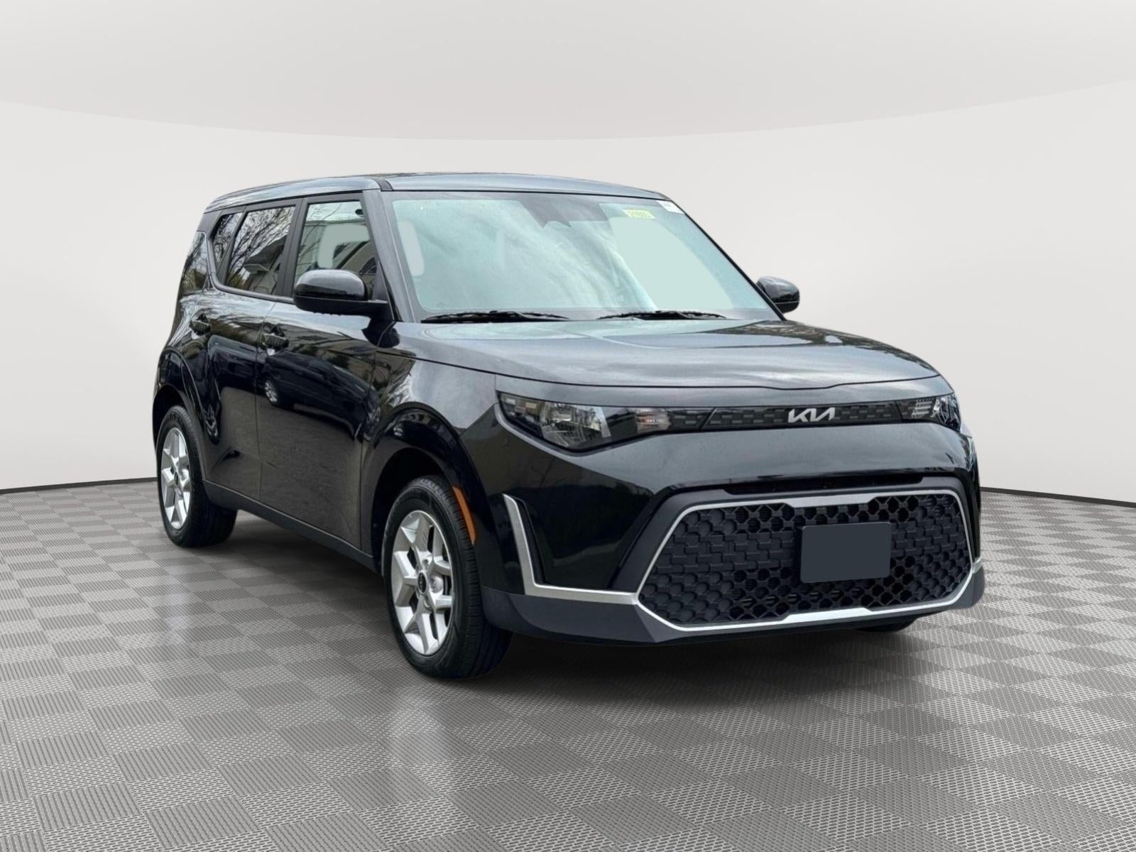 2025 Kia Soul LX in Fusion Black — front three-quarter view