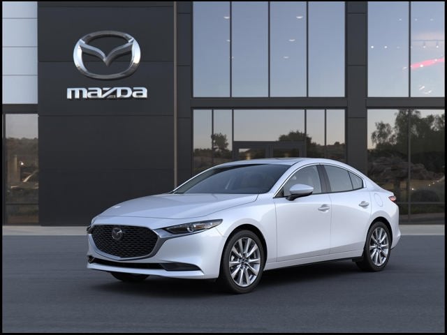 2026 Mazda Mazda3 Sedan 2.5 S Preferred in Snowflake White Pearl — front three-quarter view