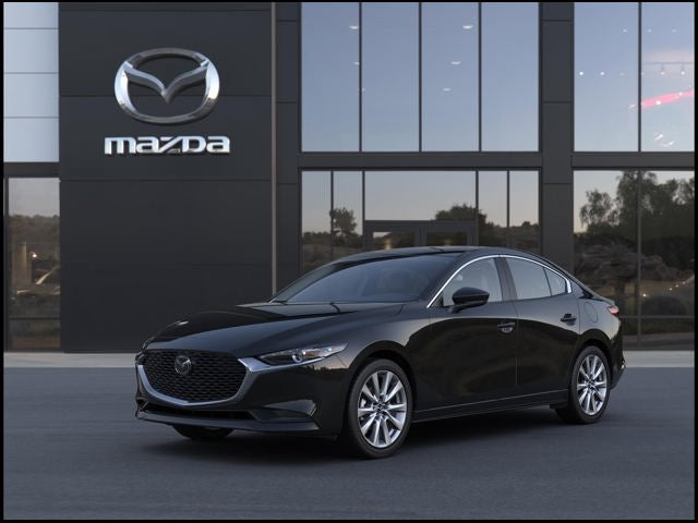2026 Mazda Mazda3 Sedan 2.5 S Preferred in Jet Black Mica — front three-quarter view