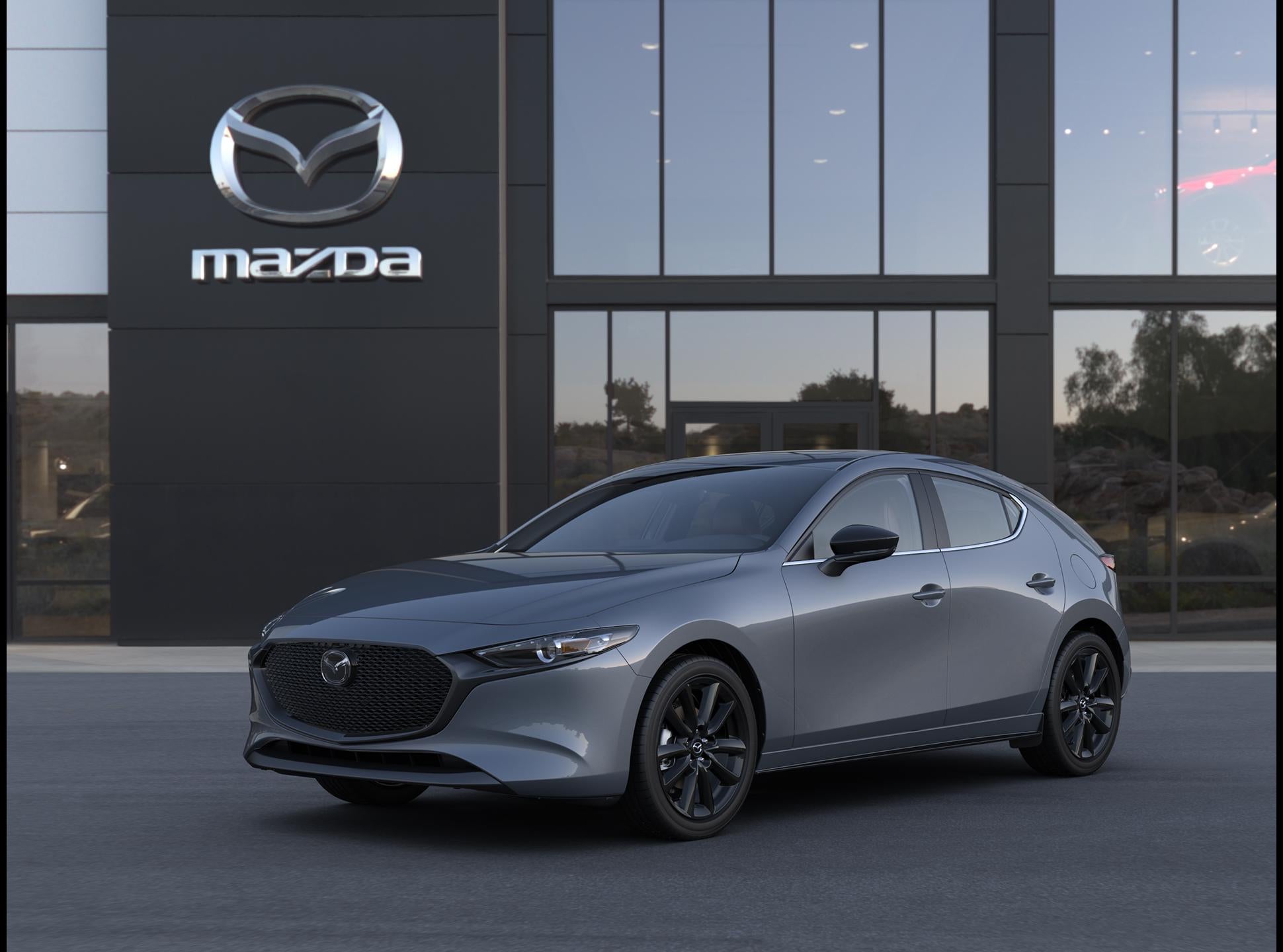 2026 Mazda Mazda3 Hatchback 2.5 S Carbon Edition AWD in Polymetal Gray Metallic — front three-quarter view
